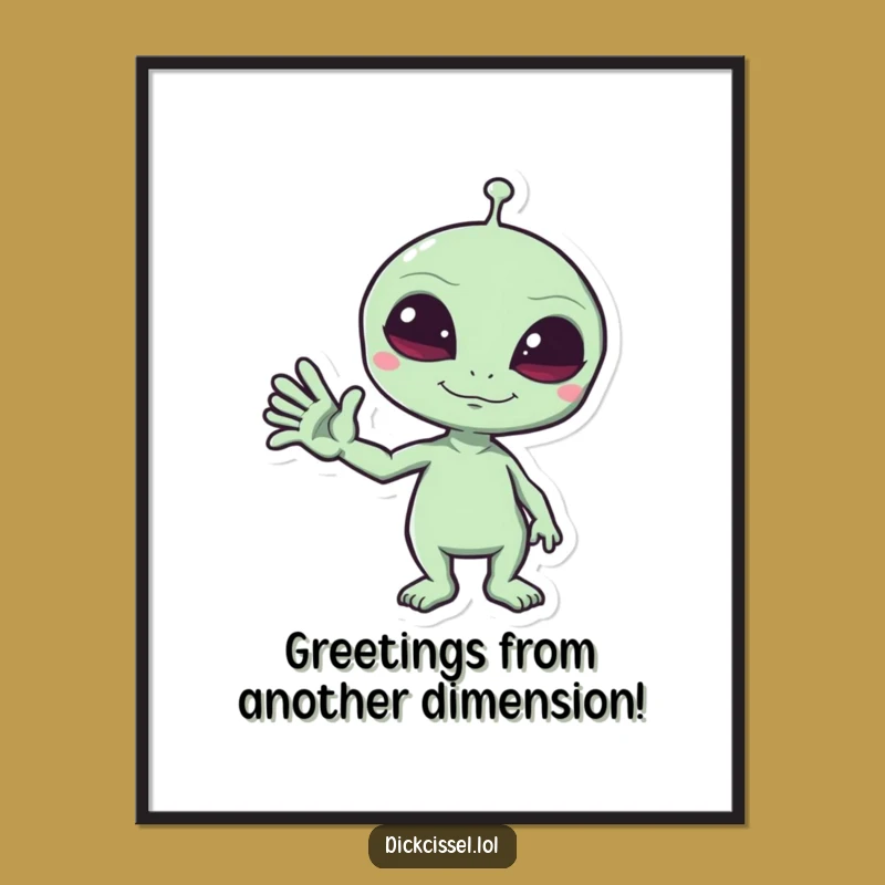 Funny Free Printable Wall Art: Mischievous Alien - Quirky Space Decor!