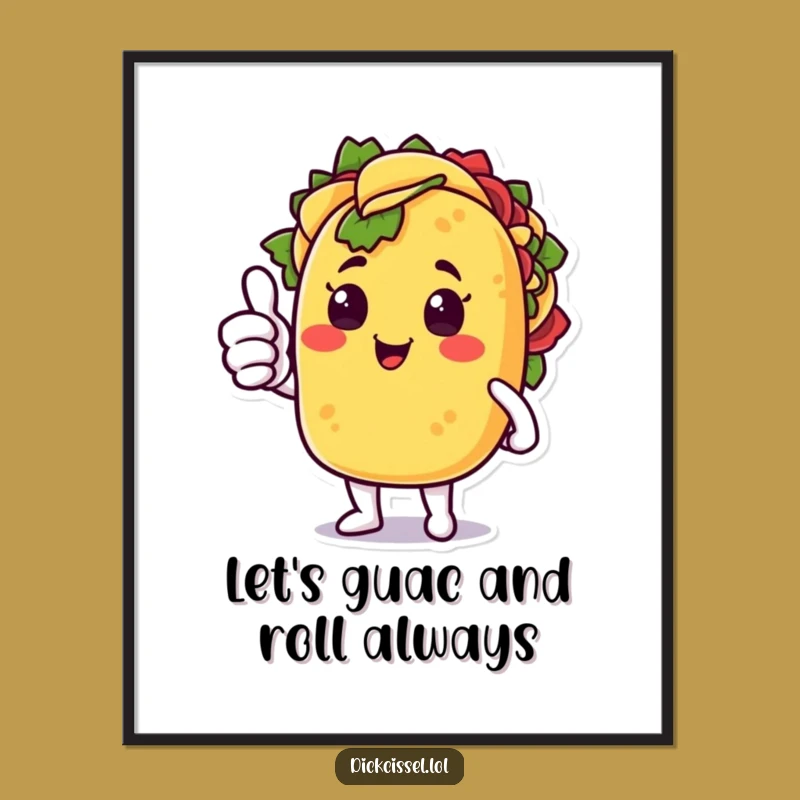 Free Printable Funny Taco Wall Art: Surprised Thumbs Up Taco Downloadable Decor