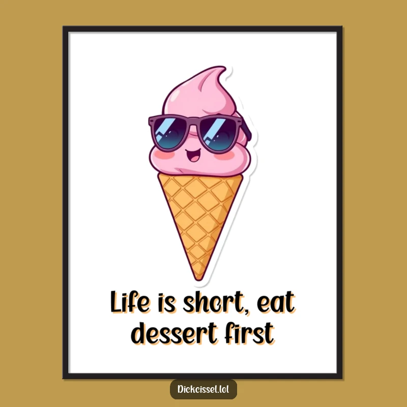 Free Printable Wall Art: Cool Ice Cream Sunglasses Funny Downloadable Design