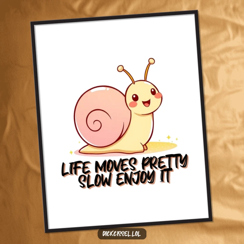 Funny Free Printable Wall Art of a cheerful snail leaving a vibrant, sparkly trail. A whimsical piece to add humor and shine to any room.