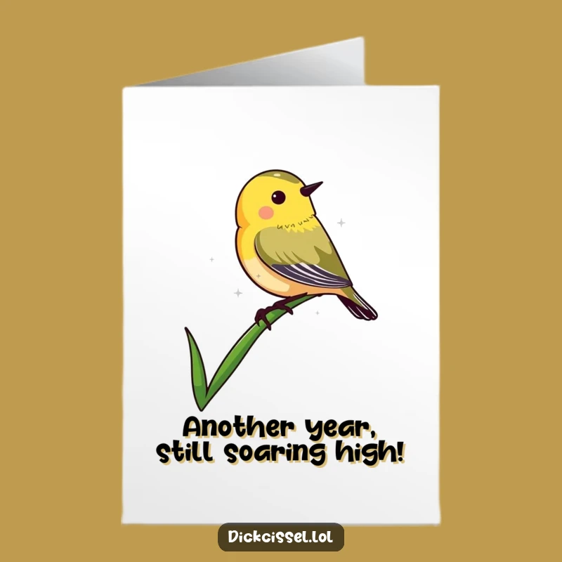 Free Printable Birthday Card: Dickcissel Perch, Funny Lawn Gift