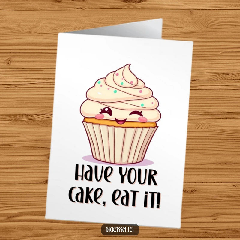 Funny Free Printable Birthday Card: A frosted cupcake winks playfully, sending happy birthday cheer.
