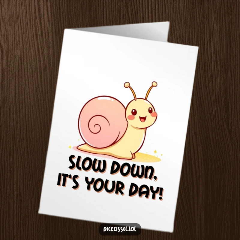 Funny Free Printable Birthday Card featuring a cheerful snail with a sparkly trail, spreading birthday cheer. A slow but delightful greeting.