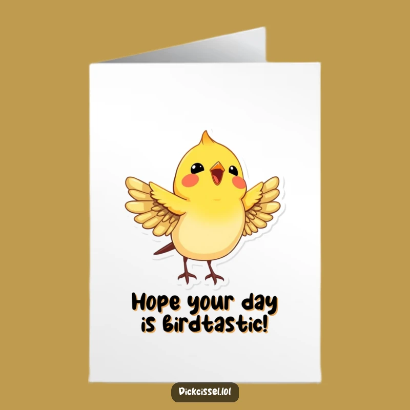 Free Printable Dickcissel Birthday Card: Joyful Bird Wings Spread for a Happy Celebration