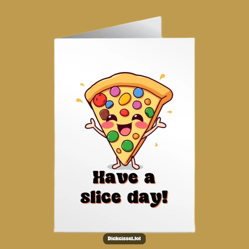 Free Printable Birthday Card: Pizza Juggling Toppings Funny Downloadable Gift
