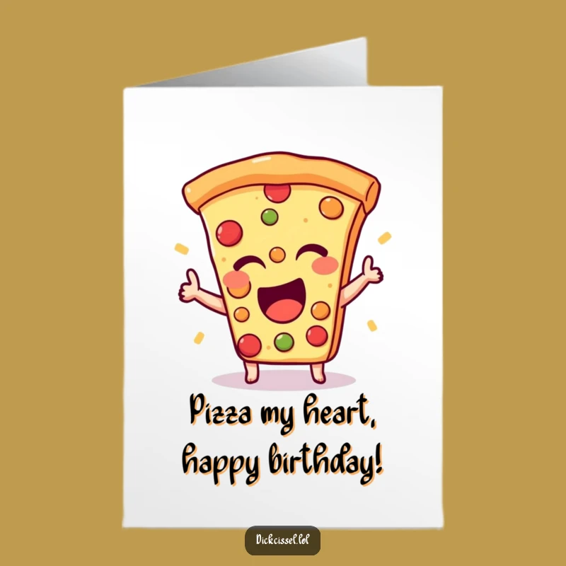 Free Printable Funny Pizza Birthday Card: Winking Slice Downloadable Gift