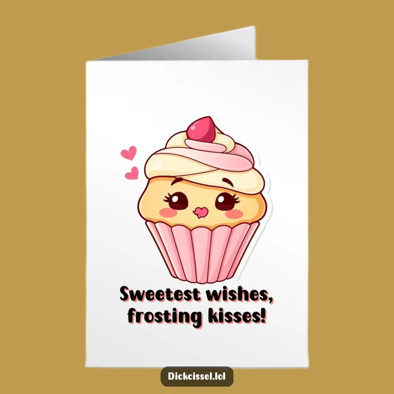 Funny Free Printable Birthday Card: Adorable Frosting Kiss Cupcake for Instant Download Gift
