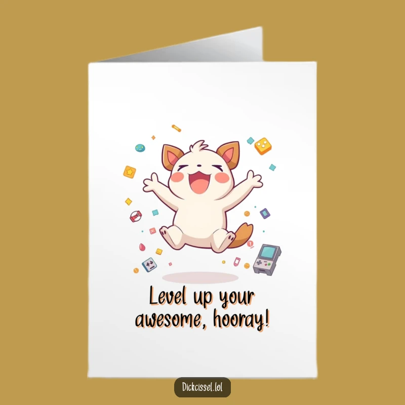 Free Printable Congratulations Card: Gamer Creature's Win, Downloadable Celebration