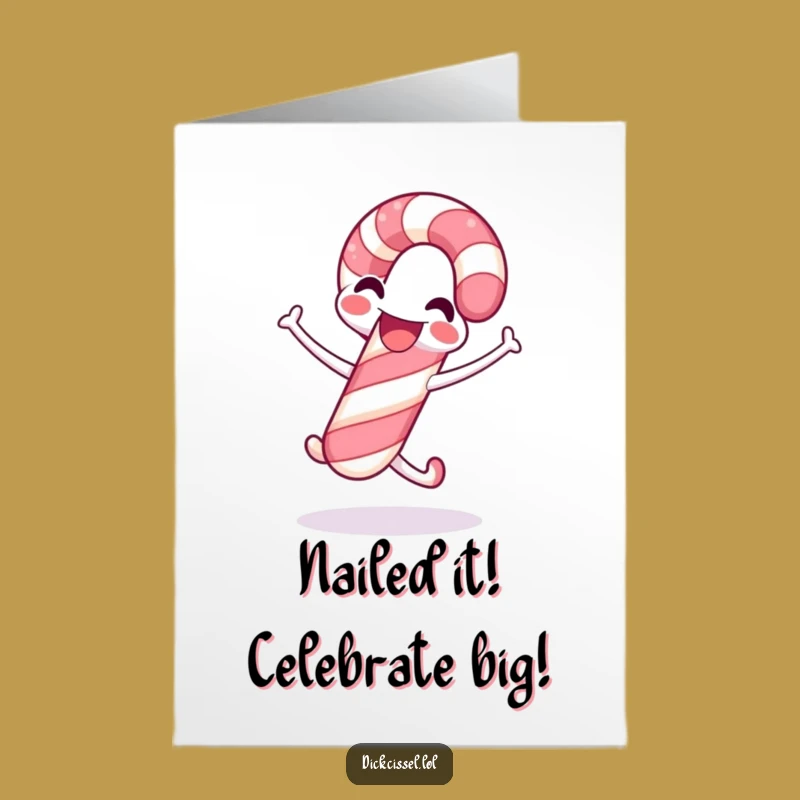 Free Printable Congratulations Card: Joyful Candy Cane for Your Big Win