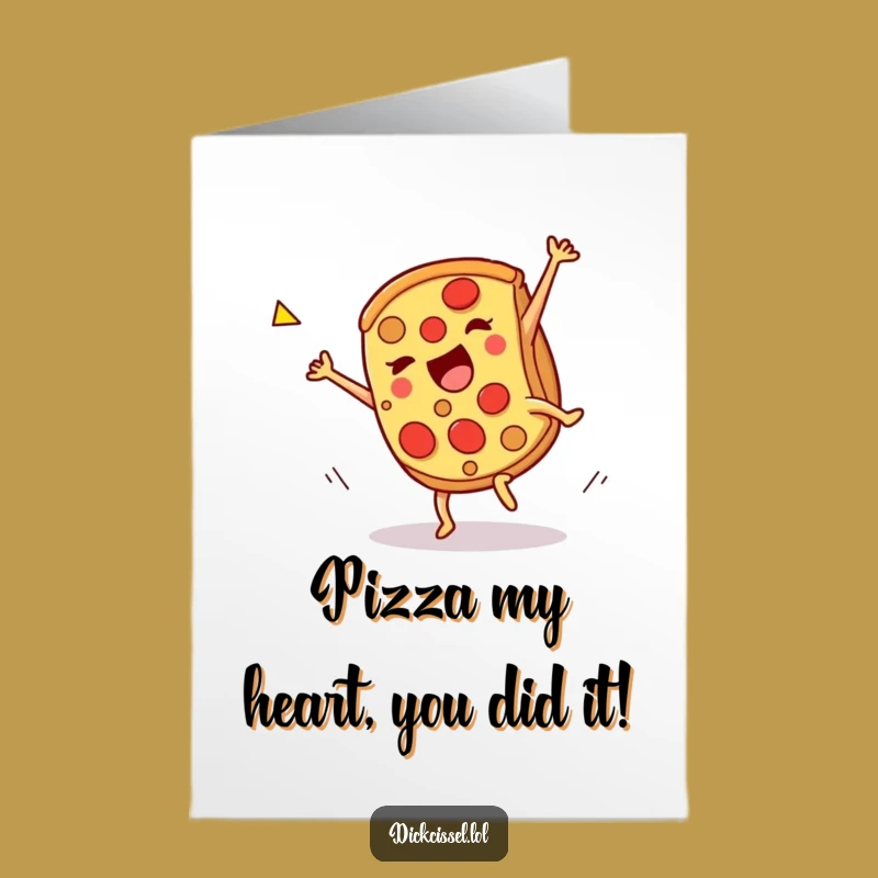 Free Printable Congrats Card: Pizza's Cartwheel Celebration - Downloadable