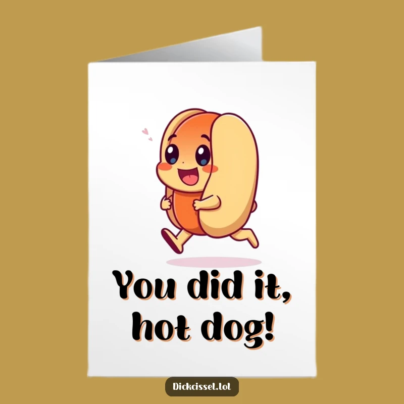 Upbeat Free Printable Congrats Card: Hot Dog Trot for Instant Jubilation
