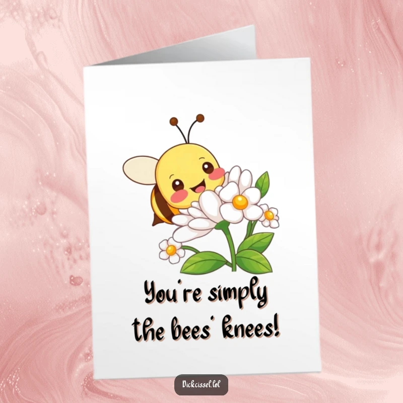 Funny Free Printable Congratulations Card featuring a friendly bee buzzing happily around a flower, celebrating success. A delightful congratulatory message.