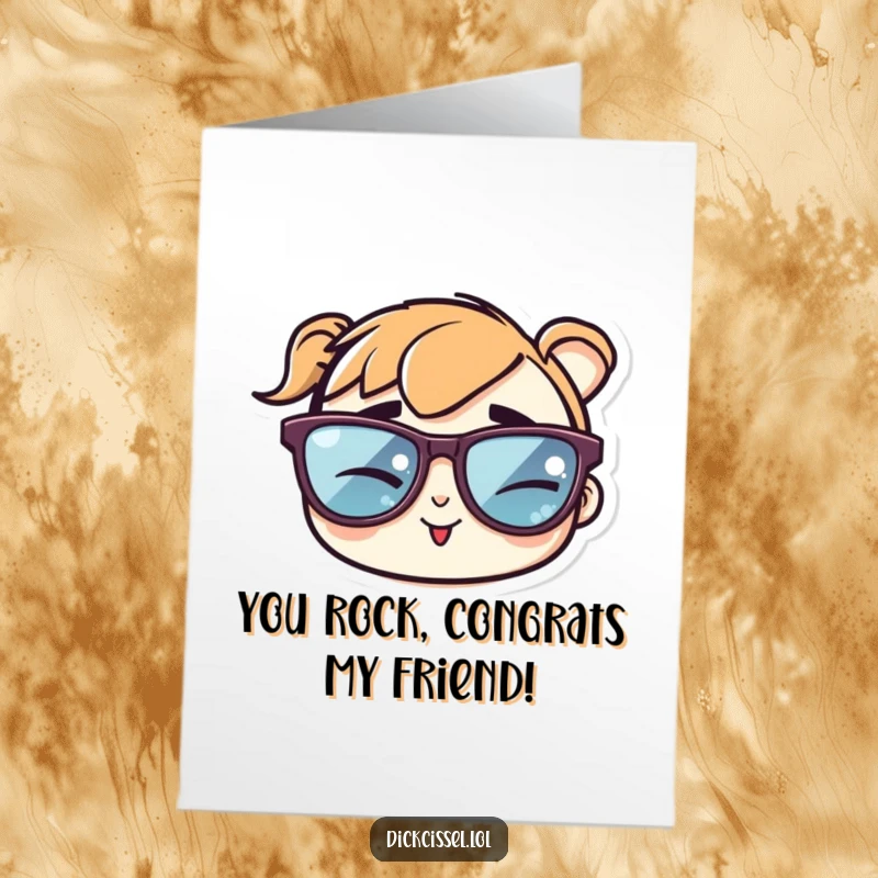 Funny Free Printable Congratulations Card: A cool sunglasses sticker winking cheekily, celebrating achievements with suave humor.