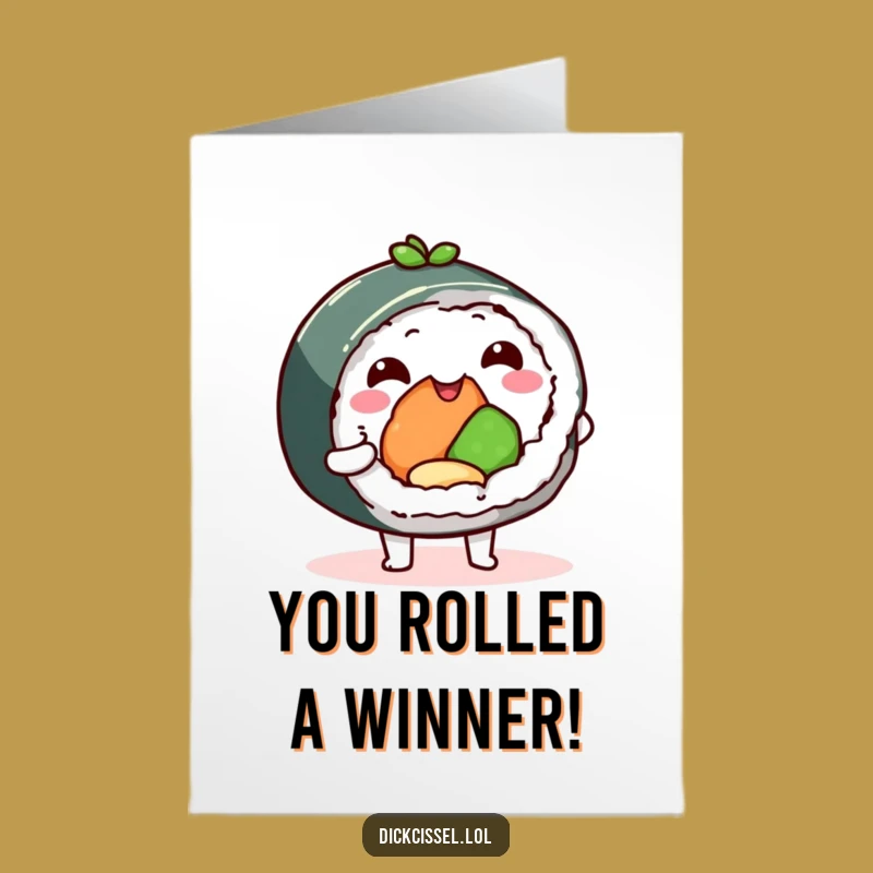 Free Printable Congrats Card: Sushi Roll Shares Joy - Easy Downloadable Gift