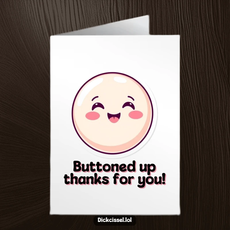 Funny free printable thank you card showing a happy candy button giving a fast, enthusiastic nod.