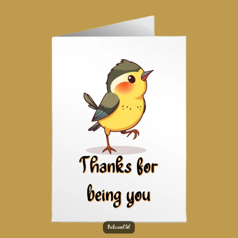 Free Printable Dickcissel Thank You Card: Playful Bird Hops Sideways for Your Kindness