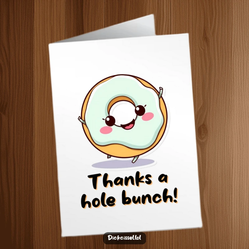 Funny Free Printable Thank You Card: A cheerful doughnut spinning with joy, conveying heartfelt thanks in a fun way.