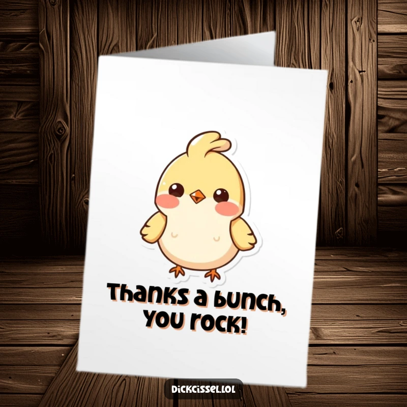 Funny Free Printable Thank You Card with a cheerful little bird with a bouncy feather tuft, expressing gratitude.