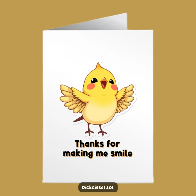 Free Printable Dickcissel Thank You Card: Joyful Bird Wings Spread for Showing Gratitude