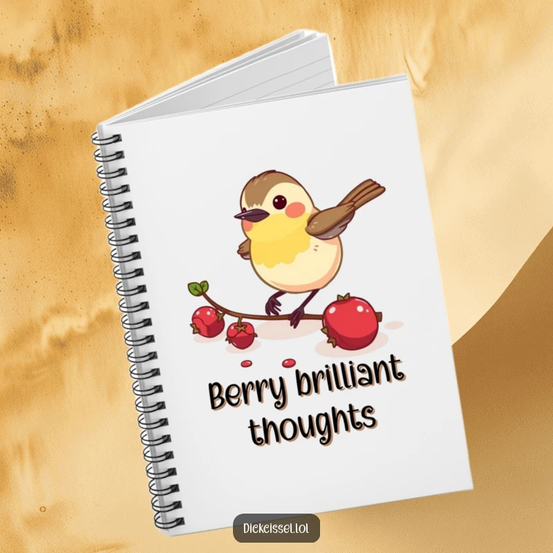 Funny Dickcissel Bird Notebook: A dickcissel bird energetically pecking a berry, ready to capture your productive thoughts.