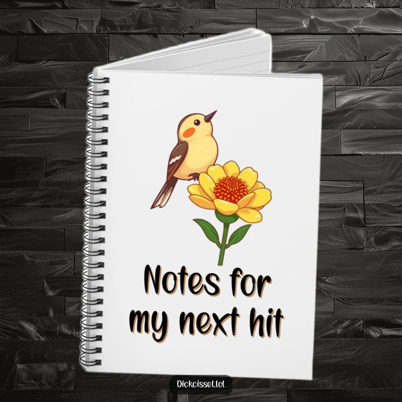 Funny Dickcissel Bird Notebook: A cute dickcissel bird chirping from a flower stalk, ready for your notes.