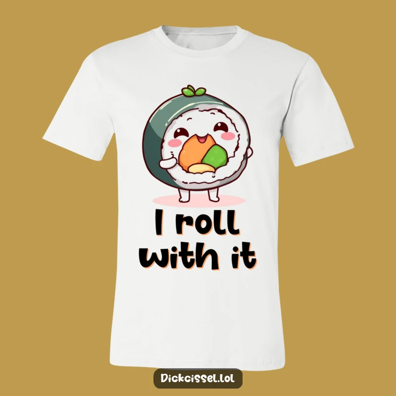 Funny Happy Sushi Roll T-Shirt - Wearable Delightful Foodie Humor