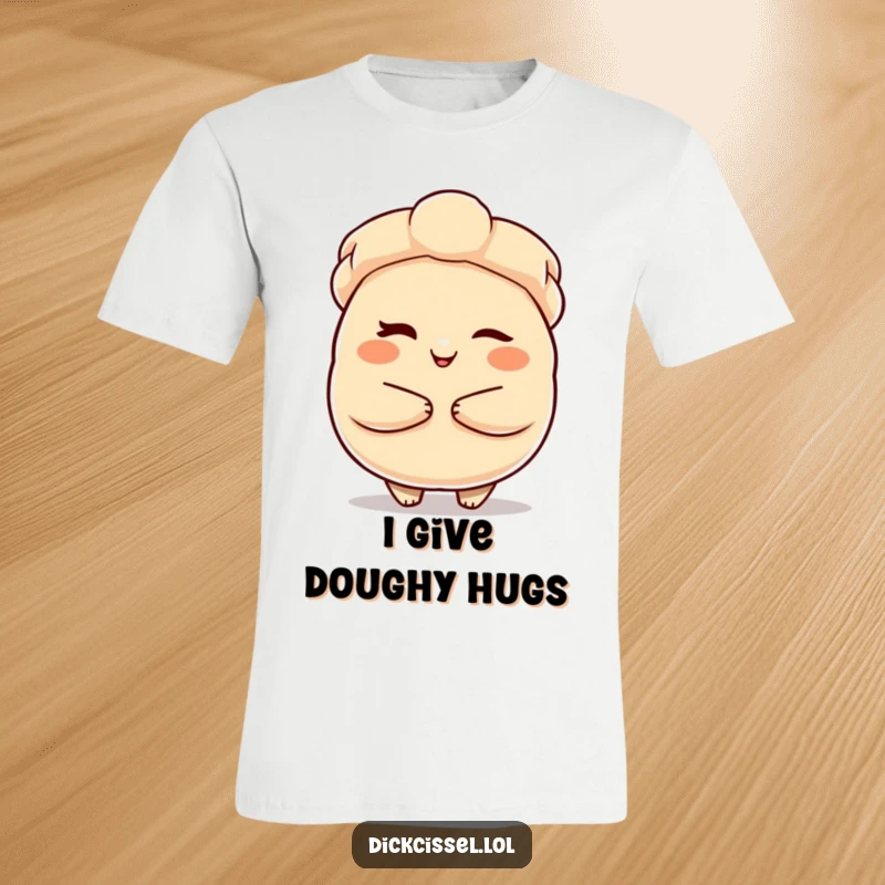Funny T-Shirt showcasing a winking dumpling character offering a warm embrace, radiating cuteness and comfort.