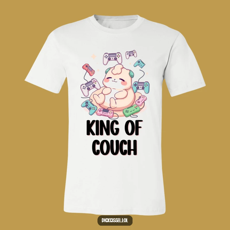 Funny Chill Gamer T-Shirt: Creature Lounging with Controllers - Comfy Player Apparel!