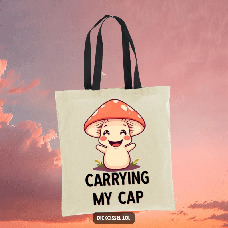 Funny mushroom character with a happy grin, popping up, a charming and humorous accessory for everyday use.