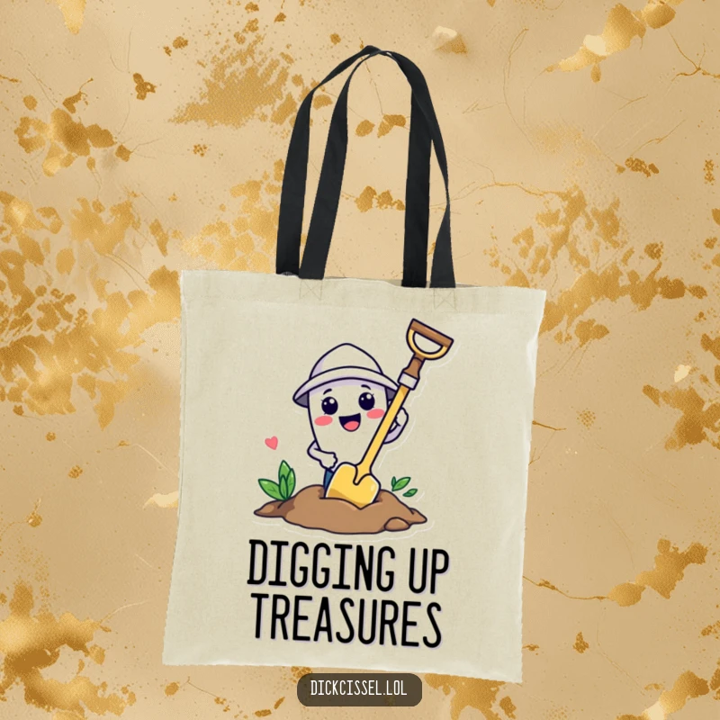Funny trowel character enthusiastically digging a hole, a practical and humorous accessory for garden errands.