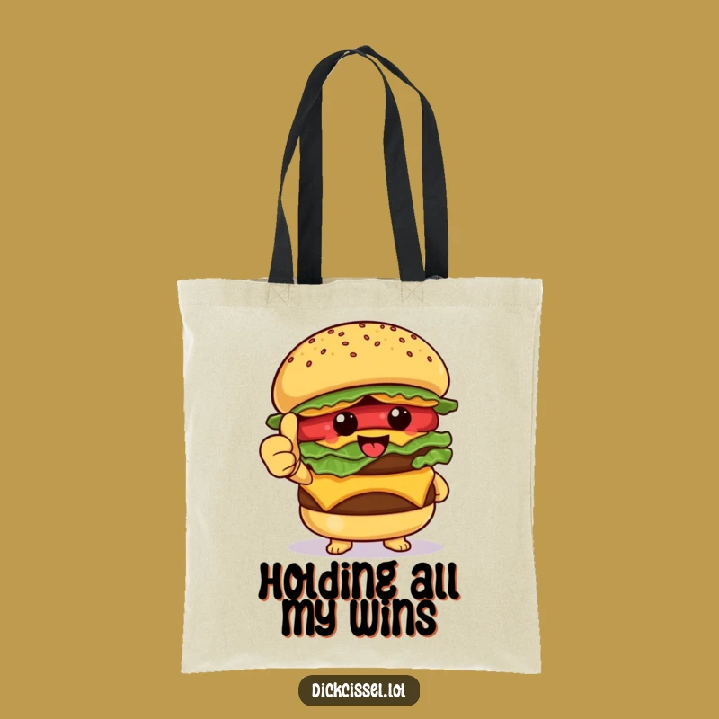 Funny Burger Thumbs Up Tote Bag: Happy Foodie Carryall, Great Funny Gift