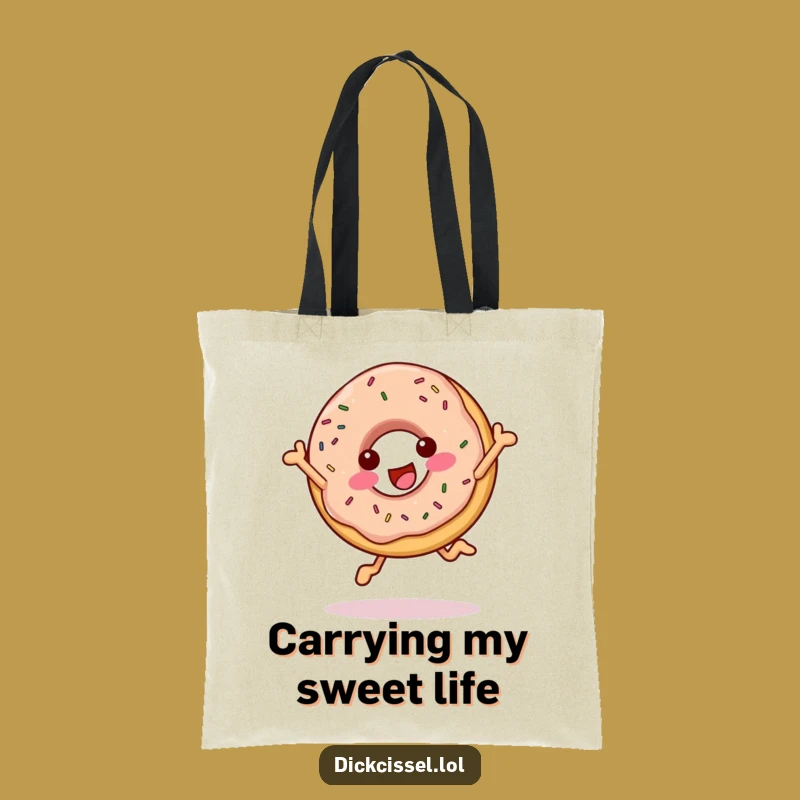 Funny Cheerful Donut Tote Bag - Spreading Smiles, Adorable Funny Gift