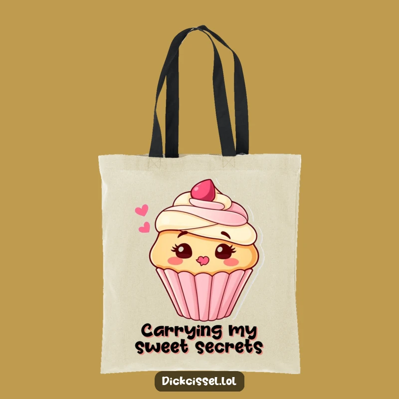Funny Cupcake Kiss Tote Bag: Adorable Frosting Blown Kiss, Great Funny Gift