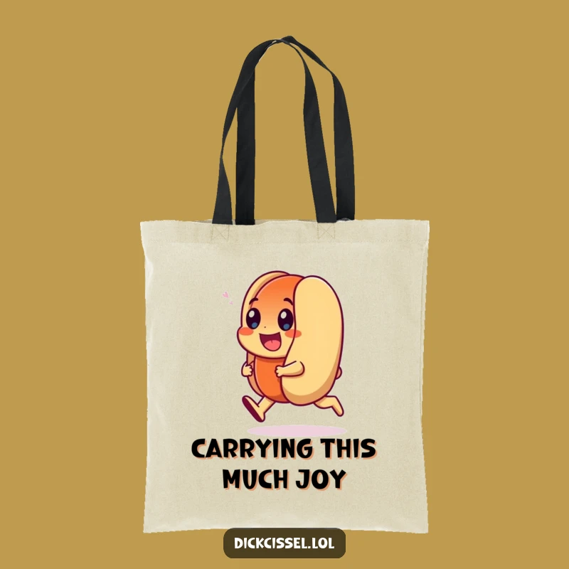 Funny Hot Dog Trot Tote Bag: Smiling Wiener Carryall, Great Funny Gift