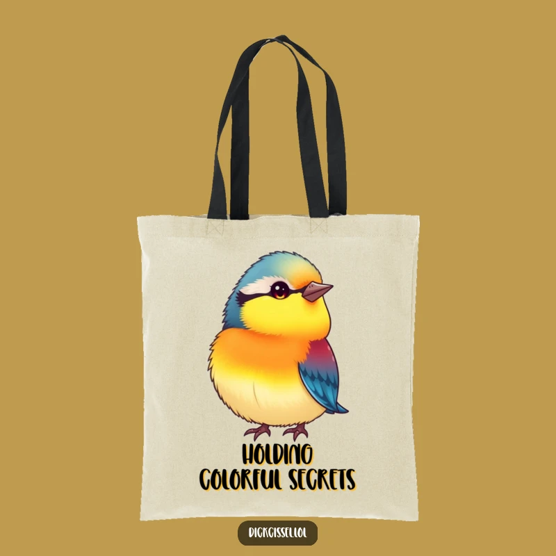 Funny Curious Plump Bird Tote Bag: Vibrant Head Tilt Carry-All, Humorous Gift