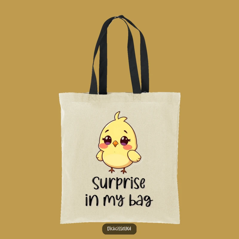 Funny Surprised Bird Tote Bag: Tiny Character Accessory, Practical Funny Gift for Surprises